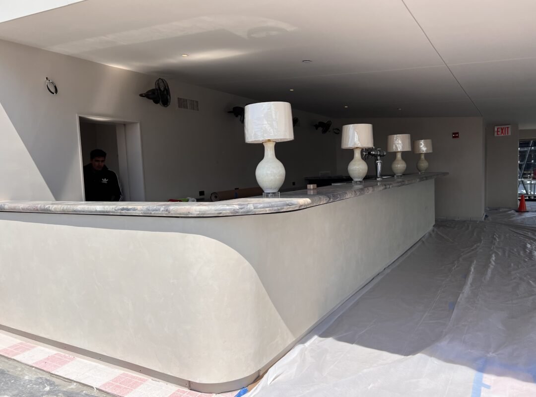 SLEEK BAR EXTERIOR COUNTER REDESIGN – DIAMOND TADELAKT